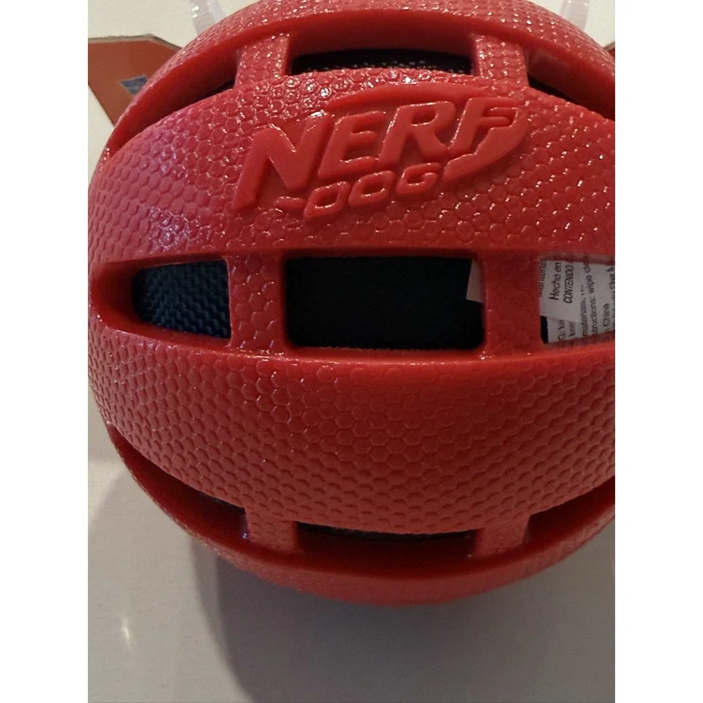 Nerf Dog Checker Crinkle Squeak Ball NF-4443 Durable Rubber Dog Toy 3.8